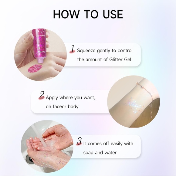 Glitter Face Paint- Holographic Chunky for Halloween, Music Festivals, or Raves - Picture 5 of 11